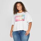 Women's Polaroid Plus Size Long Sleeve Cropped Graphic T-shirt (juniors') White