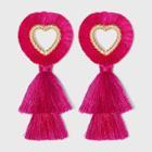 Sugarfix By Baublebar Fringe Heart Tassel Earrings - Bright Pink