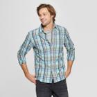 Men's Plaid Long Sleeve Cotton Slub Button-down Shirt - Goodfellow & Co Alpine