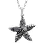 Women's Journee Collection Textured Star Fish Pendant Necklace In Sterling Silver -