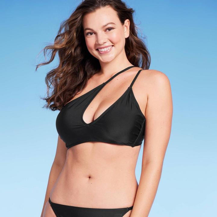 Women's Cut Out One Shoulder Bikini Top - Wild Fable Black