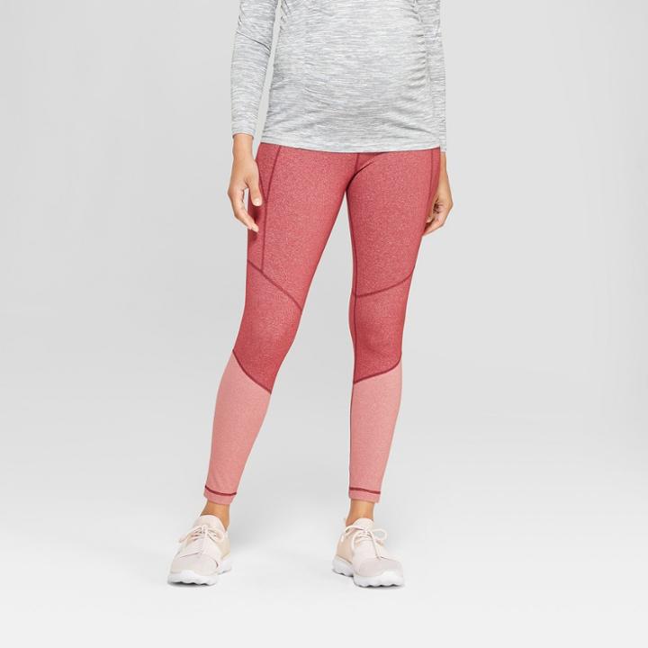Maternity Colorblock Active Leggings With Crossover Panel - Isabel Maternity By Ingrid & Isabel Grey Heather Combo Xl, Women's, Gray Heather Combo