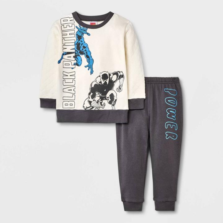 Toddler Boys' Marvel Black Panther Top And Bottom Set - Cream