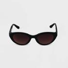 Women's Narrow Plastic Cateye Sunglasses - A New Day Black