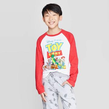 Boys' Toy Story Group 3/4 Sleeve Raglan T-shirt - White/red