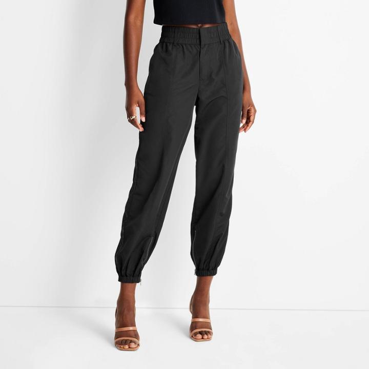 Women's High-rise Nylon Track Pants - Future Collective With Kahlana Barfield Brown Black Xxs