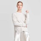 Women's Long Sleeve Crewneck Cable Knit Pullover Sweater - Prologue Cream Xs, Women's, Beige