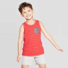 Toddler Boys' Stripe Tank Top - Cat & Jack Red 12 M, Boy's,