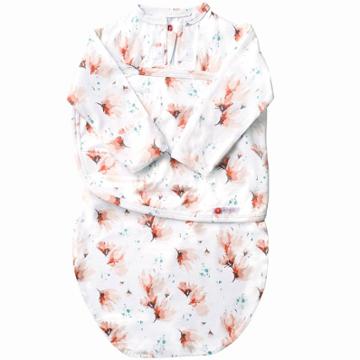 Embe Emb Starter Long Sleeve Swaddle Wrap With Fold Over Mitts - Blush Blossom Watercolor