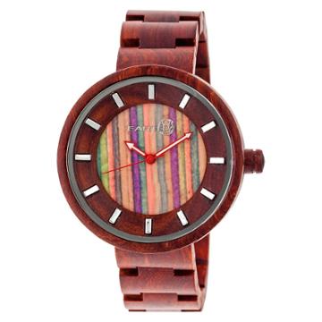 Earth Wood Goods Women's Earth Root Wood Bracelet Watch - Red