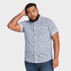 Men's Tall Pineapple Print Standard Fit Stretch Poplin Short Sleeve Button-down Shirt - Goodfellow & Co Xavier Navy