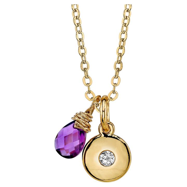 Target Women's Silver Plated Amethyst Briolette Charm Necklace - Gold