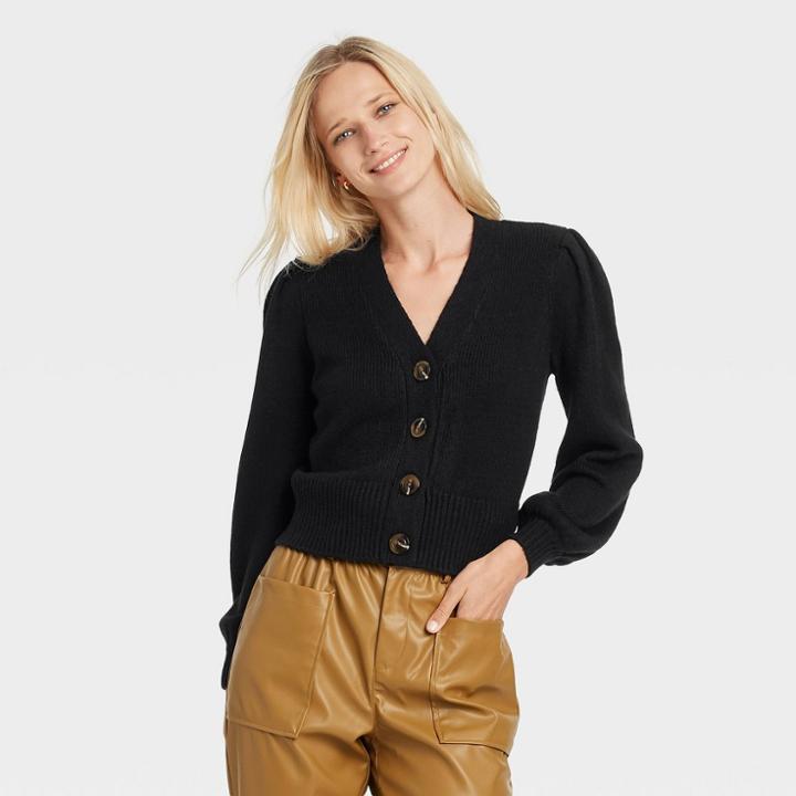 Women's Shruken Cardigan - Who What Wear Black