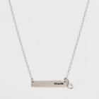 Target Sterling Silver Mom On Polished Bar Cubic Zirconia Pendant Necklace -