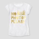 Extreme Concepts Girls' 'no Photos Please' Graphic Short Sleeve T-shirt - White