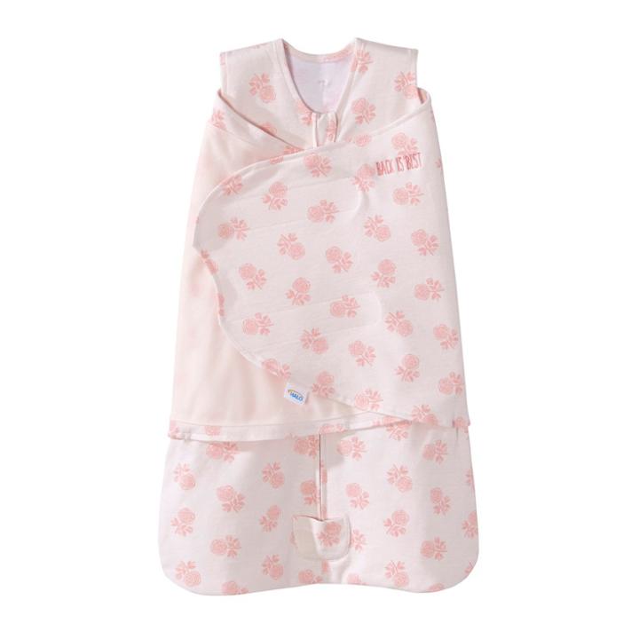 Halo Innovations Sleepsack 100% Cotton Swaddle Wrap Watercolor Rose Toss Blush