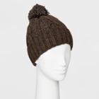 Women's Cable Cuffed Beanie With Lining & Pom - Universal Thread Olive One Size, Green