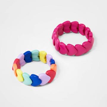Girls' 2pk Heart Shaped Beaded Bracelet Set - Cat & Jack , One Color