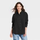 Women's Long Sleeve Oversized Button-down Shirt - Universal Thread Black