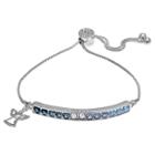 Target Women's Adjustable Bracelet With Blue Swarovski Crystal And Angel Charm In Silver Plate - Blue/gray