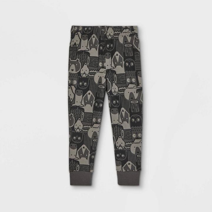 Toddler Boys' Critter Print Fleece Jogger Pull-on Pants - Cat & Jack Dark Gray