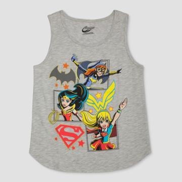 Dc Comics Girls' Dc Super Hero Girls Tank Top - Heather Gray
