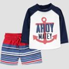 Baby Boys' 'ahoy Mate' Long Sleeve Rash Guard Set - Just One You Made By Carter's Navy