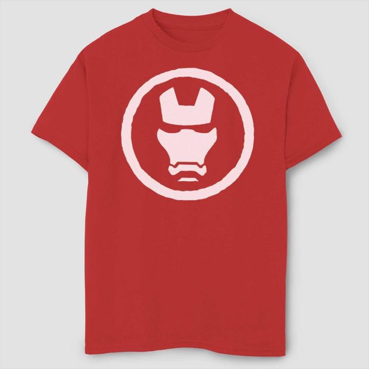 Boys' Marvel Iron Man Mask Short Sleeve T-shirt - Red
