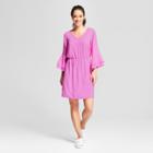 Women's Printed Tiered Bell Sleeve Dress - A New Day Purple
