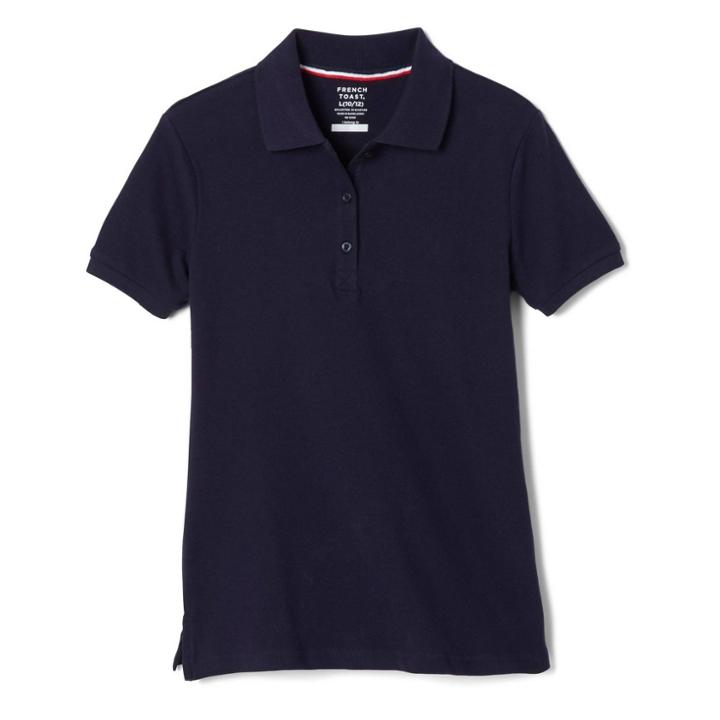 French Toast Girls' Uniform Short Sleeve Pique Polo Shirt - Navy