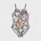 Girls' Floral Print One Piece Swimsuit - Art Class