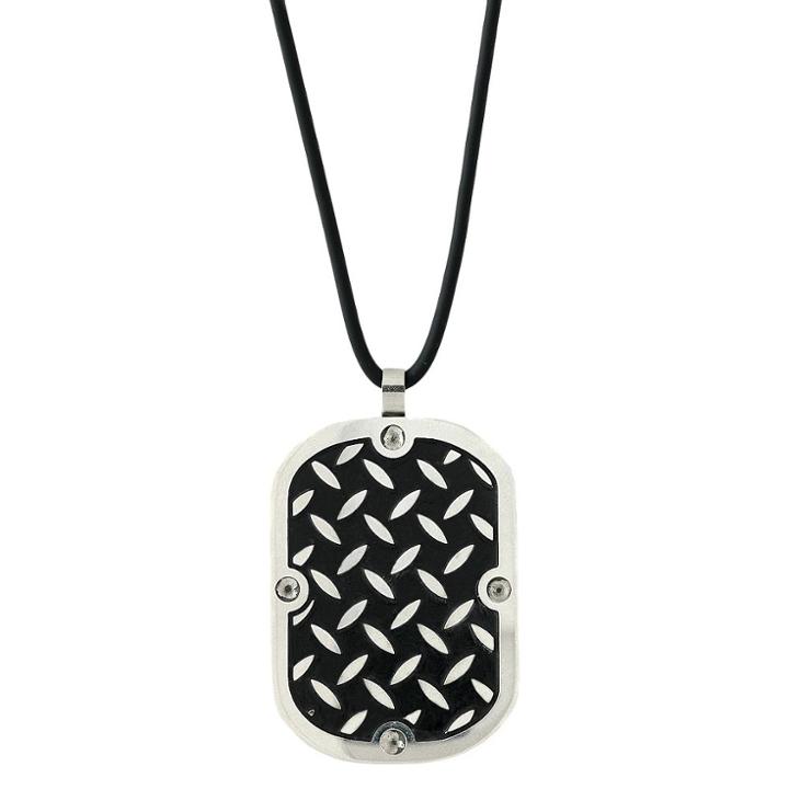 Target Men's Stainless Steel Plated Dog Tag Pendant, Black