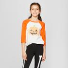 Girls' Flip Sequins Halloween Jack 'o' Lantern 3/4 Sleeve T-shirt - Cat & Jack White