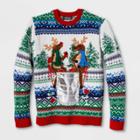 33 Degrees Men's Ugly Christmas Reindeer Snow Party Sweater - Red M,