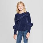 Girls' Ruffle Pullover Sweater - Cat & Jack Navy