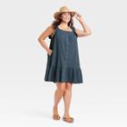 Women's Plus Size Flutter Sleeveless Short Dress - Universal Thread Navy Blue
