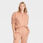 Women's Fleece Quarter Zip Sweatshirt - A New Day Coral Orange