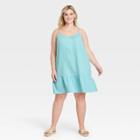 Women's Plus Size Sleeveless Tiered Gauze Dress - Universal Thread Turquoise