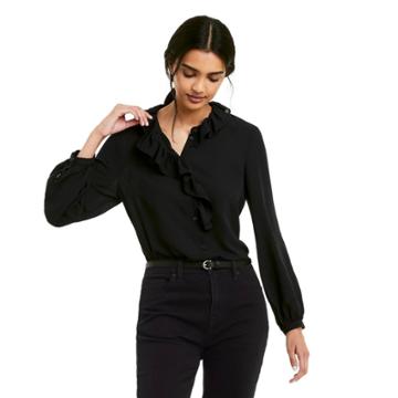 Women's Long Sleeve Ruffle Blouse - Nili Lotan X Target Black Xxs
