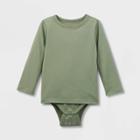 Toddler Kids' Adaptive Long Sleeve Bodysuit With Abdominal Access - Cat & Jack Army Green