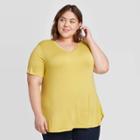 Women's Plus Size Short Sleeve Scoop Neck Relaxed T-shirt - Ava & Viv Yellow 1x, Women's,