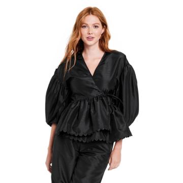 Women's Scallop Edge Wrap Top - Kika Vargas X Target Black