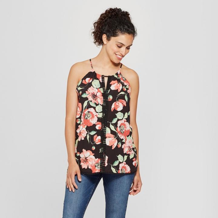 Maternity Floral Sleeveless Crochet Trim Printed Top - Macherie Black Xl, Infant Girl's