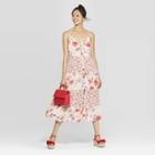 Women's Floral Print Strappy Button Front Tiered Midi Dress - Xhilaration Pink
