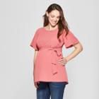 Maternity Short Sleeve Woven Tie Waist Blouse - Isabel Maternity By Ingrid & Isabel Red Xs, Infant Girl's