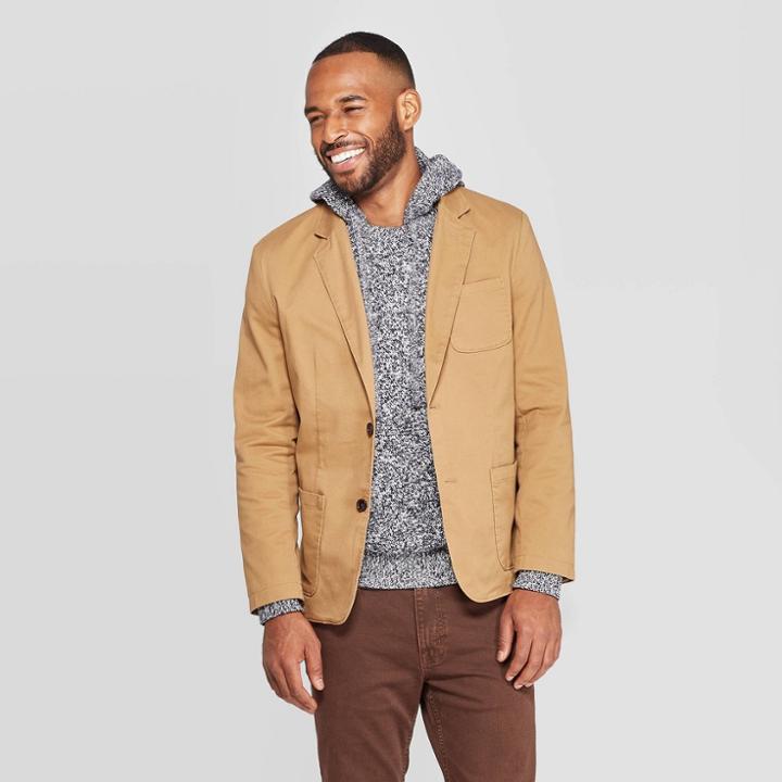 Men's Standard Fit Twill Kenwood Blazer - Goodfellow & Co Dapper Brown