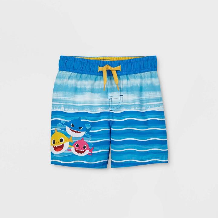 Toddler Boys' Baby Shark Swim Trunks - Blue