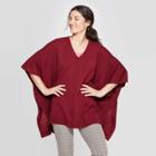 Women's Turtleneck Pullover Poncho Wrap Jacket - A New Day Burgundy