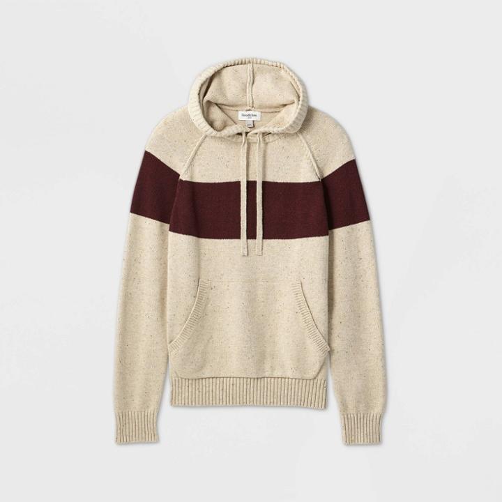 Men's Striped Regular Fit Hooded Sweater - Goodfellow & Co Oatmeal