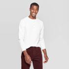 Men's Regular Fit Long Sleeve Textured Henley Shirt - Goodfellow & Co White M,